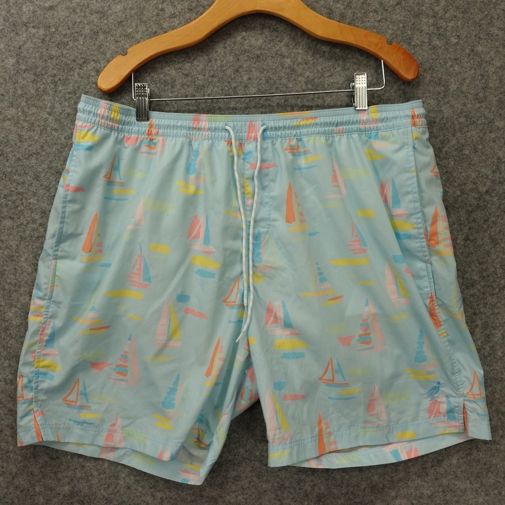 The Beaufort Bonnet Company Shorts Men XXL Blue Sailbots Swim Trunks Summer 36x7